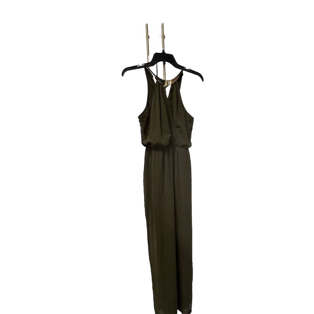 Arden B Sleeveless Halter Maxi Mini Dress Sheer Olive Green Women's Sz XS